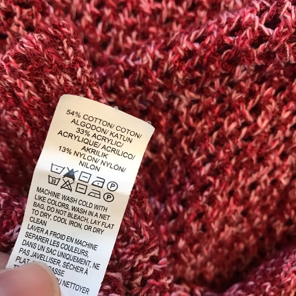 Lucky Brand Sweater Womens Small Burgundy Wine Scoop Neck Open Knit Split Back - Picture 10 of 11